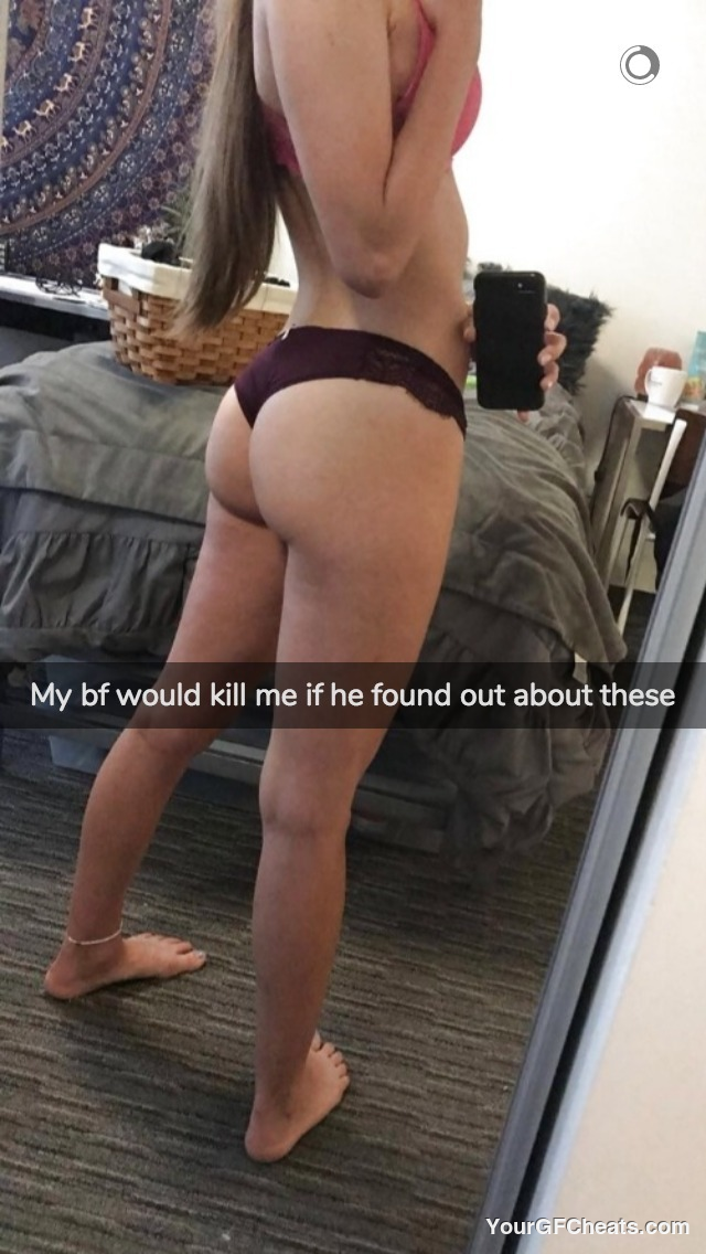 Hotwife underwear mirror selfie Snapchat: My bf would kill me if he found out about these